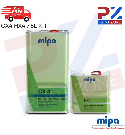 MIPA CLEAR LEQUER HS CX4 5LTR WITH 2.5 LTR HX4 HARDNER **7.5 LTR KIT**